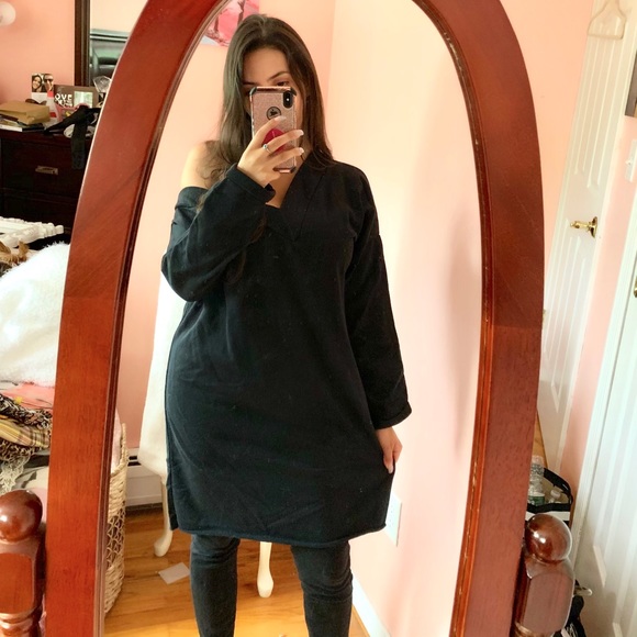 ❗️SOLD❗️ 🔸3 for $25🔸ASOS Black Off Shoulder Sweater Dress - Picture 3 of 3